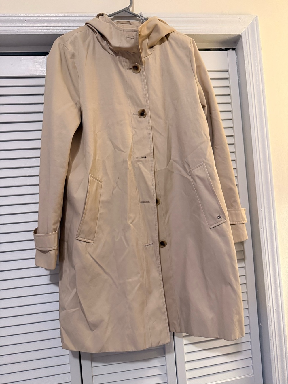 Calvin Klein Light Beige Hooded Trench Coat